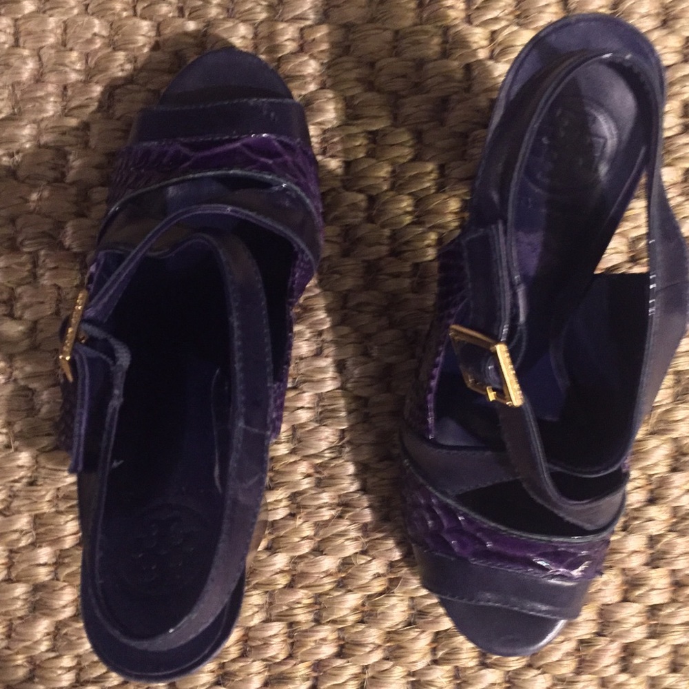 Tory Burch purple platform heels